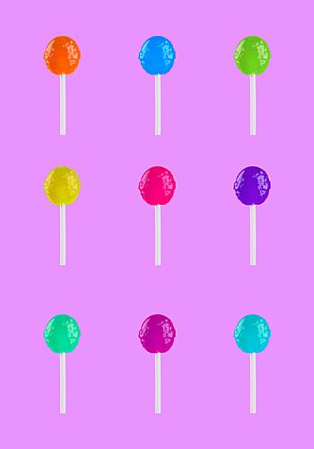Lollipops Rainbow Grid Art Print