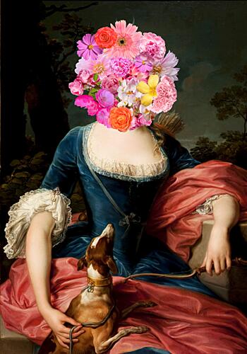 Lady with Floral Head Art Print