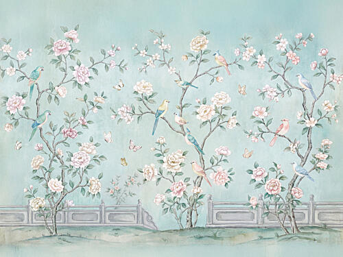 Chinoiserie Birds and Blossoms Art Print by Kathrin Pienaar