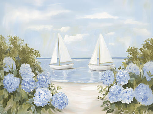 Hydrangeas by the Sea Art Print by Kathrin Pienaar