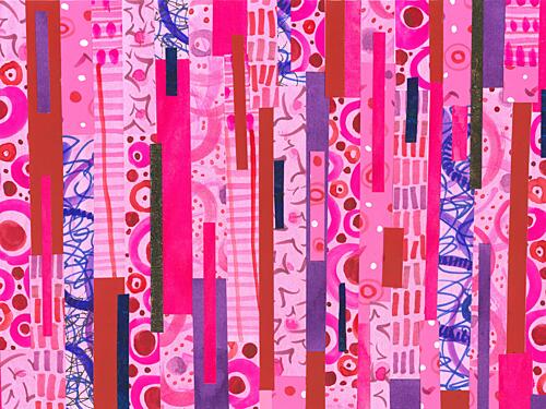 Bold Pink Patterned Stripes Art Print