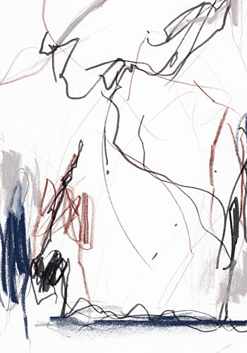 Dynamic Abstract Sketch Art Print by uplusmestudio