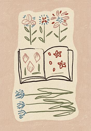Botanical Study Book Art Print by Raipa Studio