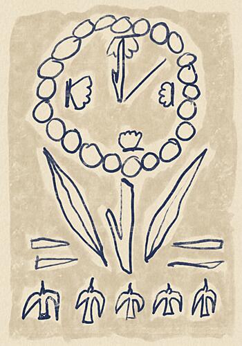 Folk Art Flower Symbols Art Print by Raipa Studio