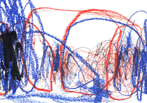 Dynamic Color Scribbles Art Print by uplusmestudio