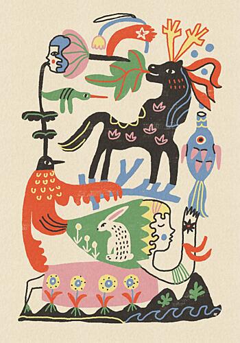 Enchanted Folk Art Gathering Surréaliste reproduction