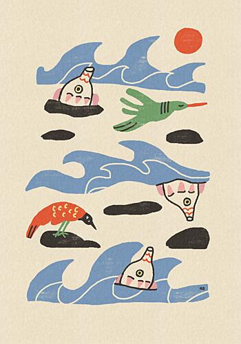 Whimsical Ocean Creatures Art Print