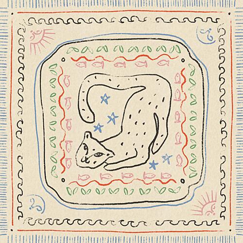 Playful Folk Cat Art Print by Raipa Studio
