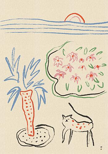 Tropical Cat Garden Art Print by Raipa Studio