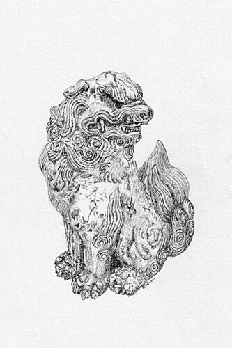 Mythical Foo Dog Sculpture Art Print