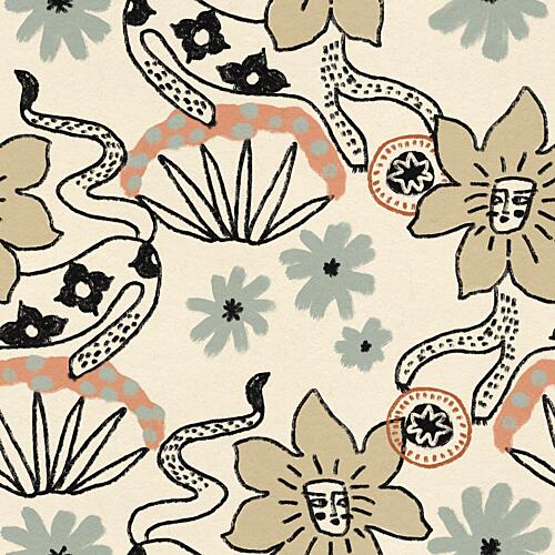 Bohemian Floral Snakes Art Print