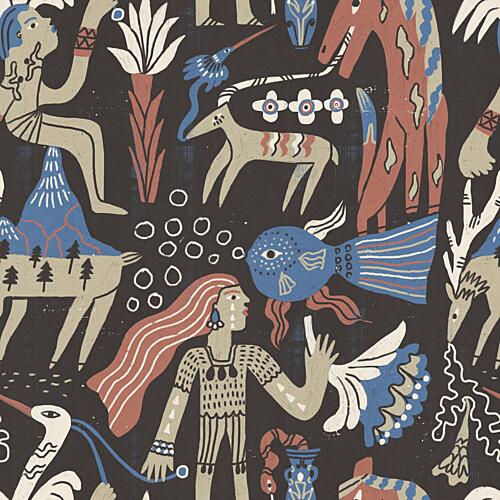 Mystical Folk Art Creatures Bohème reproduction