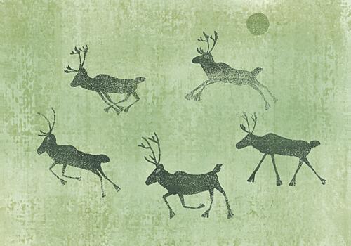 Primitive Deer Run Art Print by Aliya Putrus