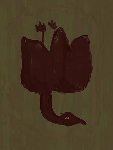 Dark Bird Blossom Surréaliste reproduction