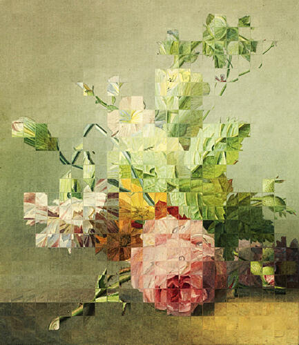 Glitch Rose Bouquet Geometric Print