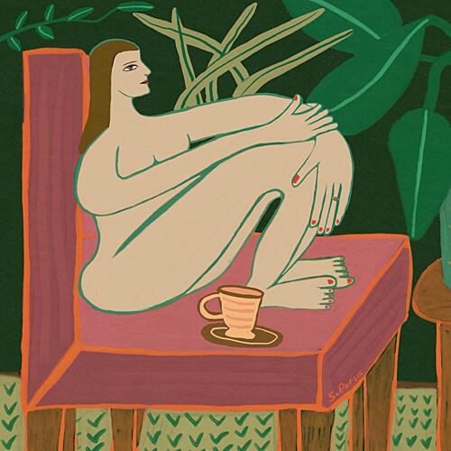 Relaxed Nude with Plants Art Print