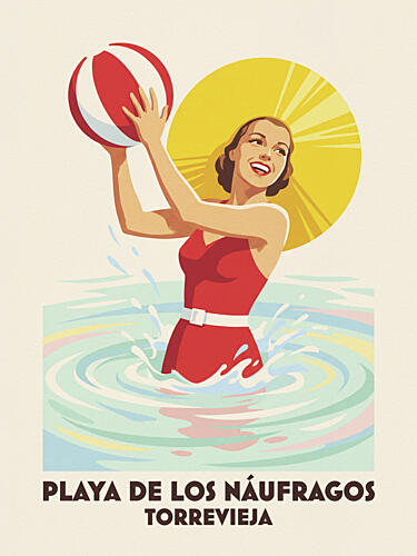 Retro Beach Ball Fun Plage reproduction