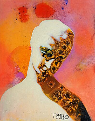 Abstract Golden Figure Art Print by Victor Tkachenko