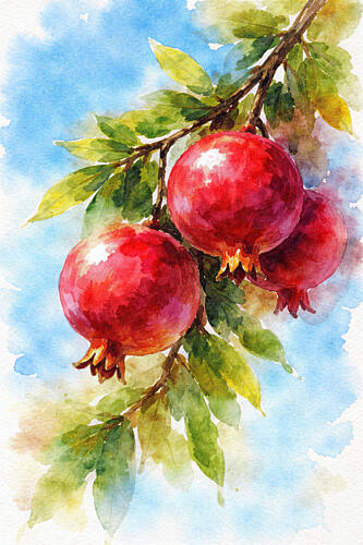 Vibrant Pomegranates Painting Art Print by Natalie Bruns