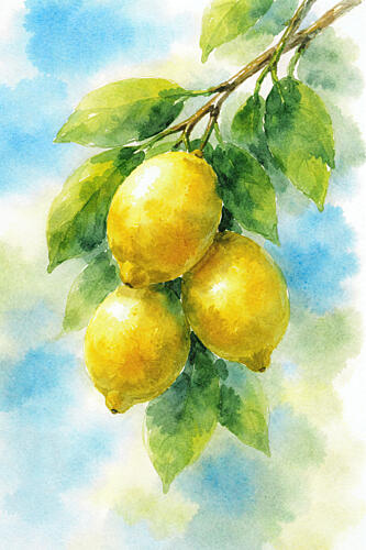 Bright Lemon Branch Art Print by Natalie Bruns