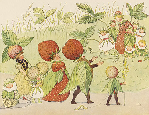 Lasse Liten I Tradgarden - Jordgubbsfamiljen Art Print by Elsa Beskow