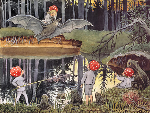 Tomtebobarnen Fladdermusen Aquarelle reproduction