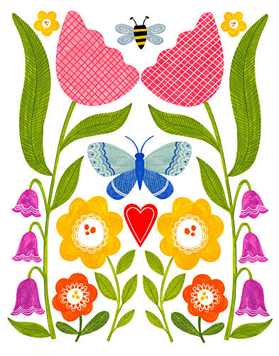Folk Art Garden Art Print by Susan Black