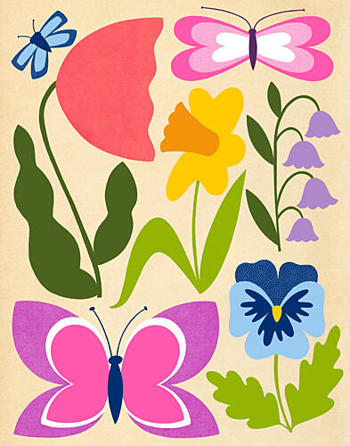 Spring Garden Butterflies Art Print by Susan Black