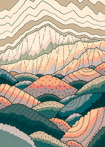 Vibrant Mountain Landscape Montagne reproduction