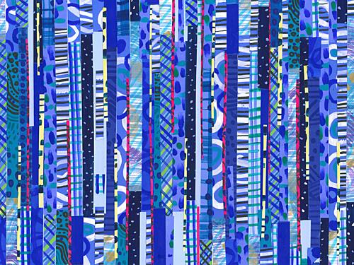 Blue Patterned Stripes Art Print