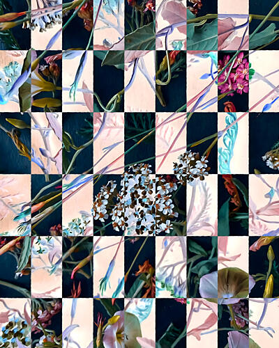 Botanical Checkered Garden Art Print by Uma Gokhale
