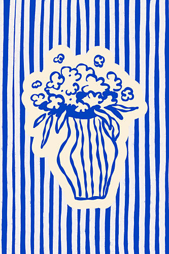 Blue Striped Bouquet Art Print