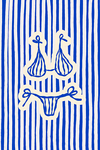 Summer Stripe Bikini Art Print