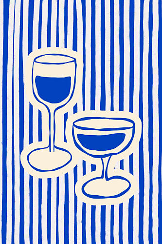 Blue Striped Happy Hour Art Print