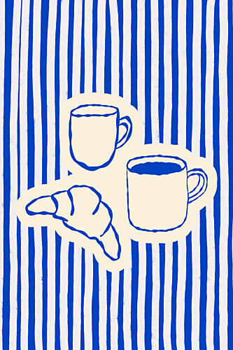 Blue Stripe Breakfast Art Print by Treechild