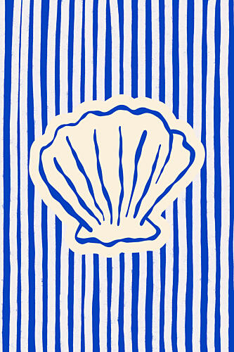 Blue Striped Seashell Art Print