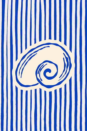 Blue Striped Shell Art Print by Treechild