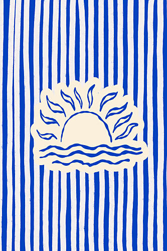 Blue Striped Ocean Sun Océan reproduction
