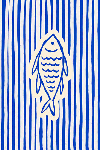 Striped Blue Fish Art Print
