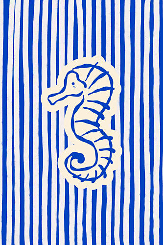 Blue Striped Seahorse Art Print by Treechild