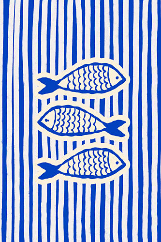 Three Blue Fish Art Print