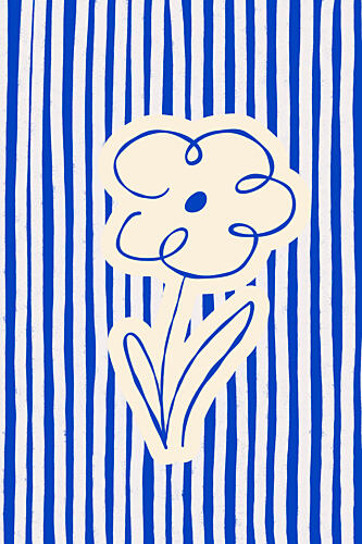 Blue Striped Flower Art Print by Treechild