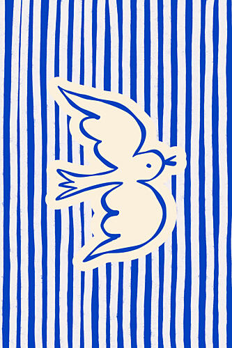 Flying Blue Striped Dove Art Print by Treechild