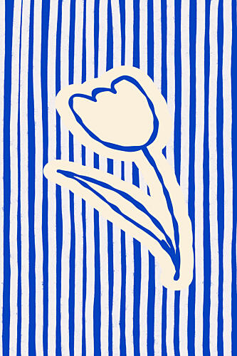 Blue Striped Tulip Art Print by Treechild
