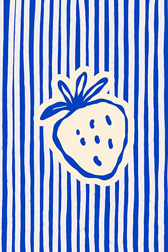 Blue Striped Strawberry Art Print by Treechild