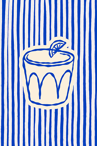 Blue Stripes Summer Drink Art Print