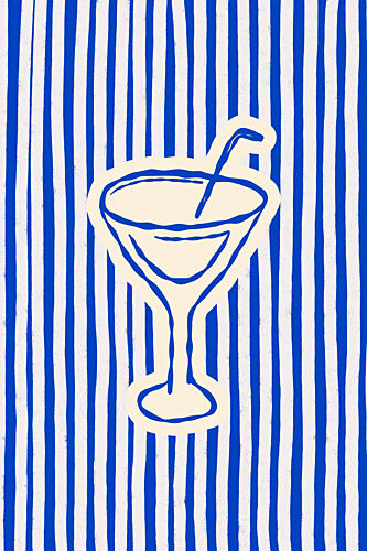 Striped Summer Cocktail Art Print