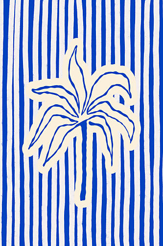 Blue Striped Palm Art Print by Treechild