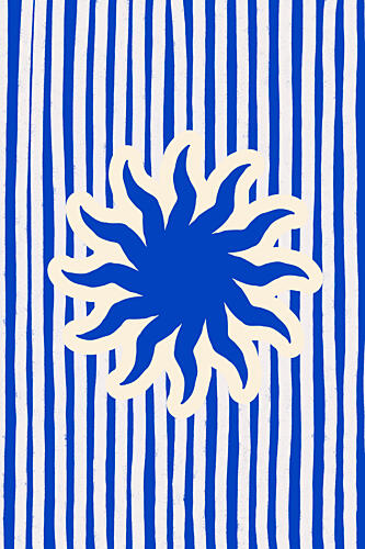 Blue Striped Sun Art Print by Treechild