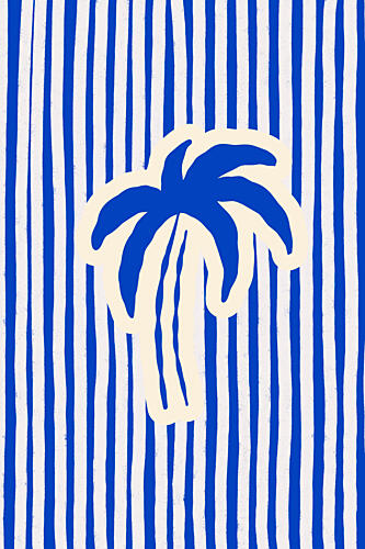 Blue Striped Palm Tree Art Print by Treechild